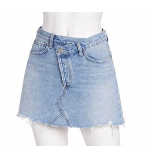 Agolde Criss Cross Denim Mini Skirt Women's Size 31 Button Fly